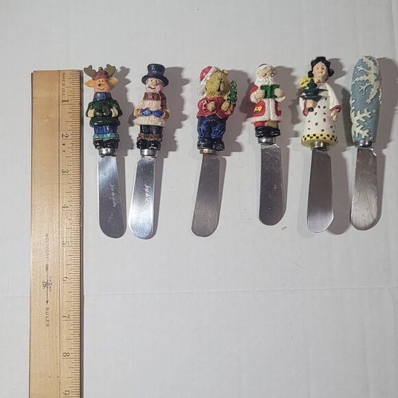 6 Cheese/Butter Spreaders CHRISTMAS Assorted "Boston Warehouse" "Joie d Vivre" - Picture 3 of 8